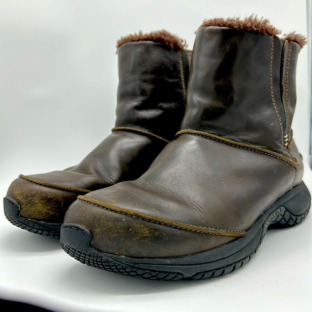 MERRELL Encore Trek J66373 Dark Brown Leather Shearling Lined Men Boots